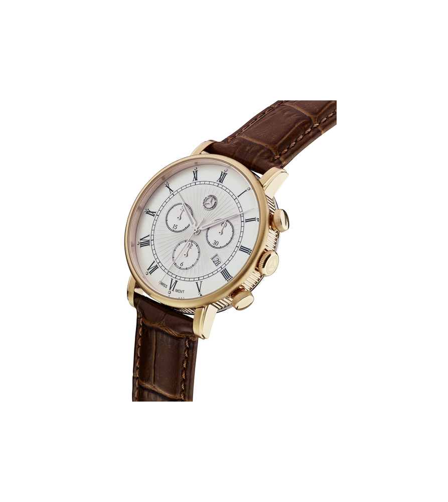 Montre-bracelet Homme Chasseur Suisse – Argent, Cadran Noir, 45mm, Chronographe
